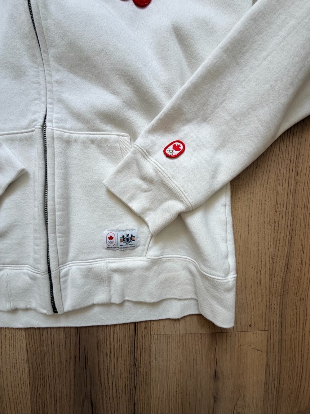 Canada Script White Zip Hoodie with Red Appliqué - Picture 2 of 6